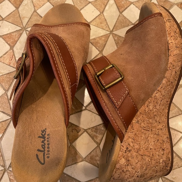 Clarks Elements 9 Cork Sole Platform Mule Amazing 🤩Condition -look at soles !! - Picture 2 of 7